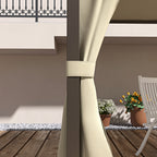 10' x 12' Outdoor Patio Gazebo with Curtains, Two-Tier Roof, Beige