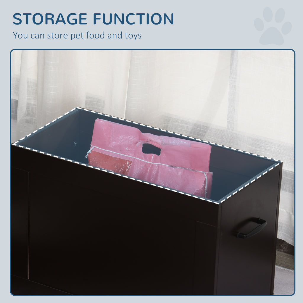 Raised Pet Feeding Storage Station with 2 Stainless Steel Bowls Base for Large Dogs and Other Large Pets, Coffee