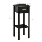 2-Tier Side Table with Drawer Shelf, End Table for Living Room Hallway, Black