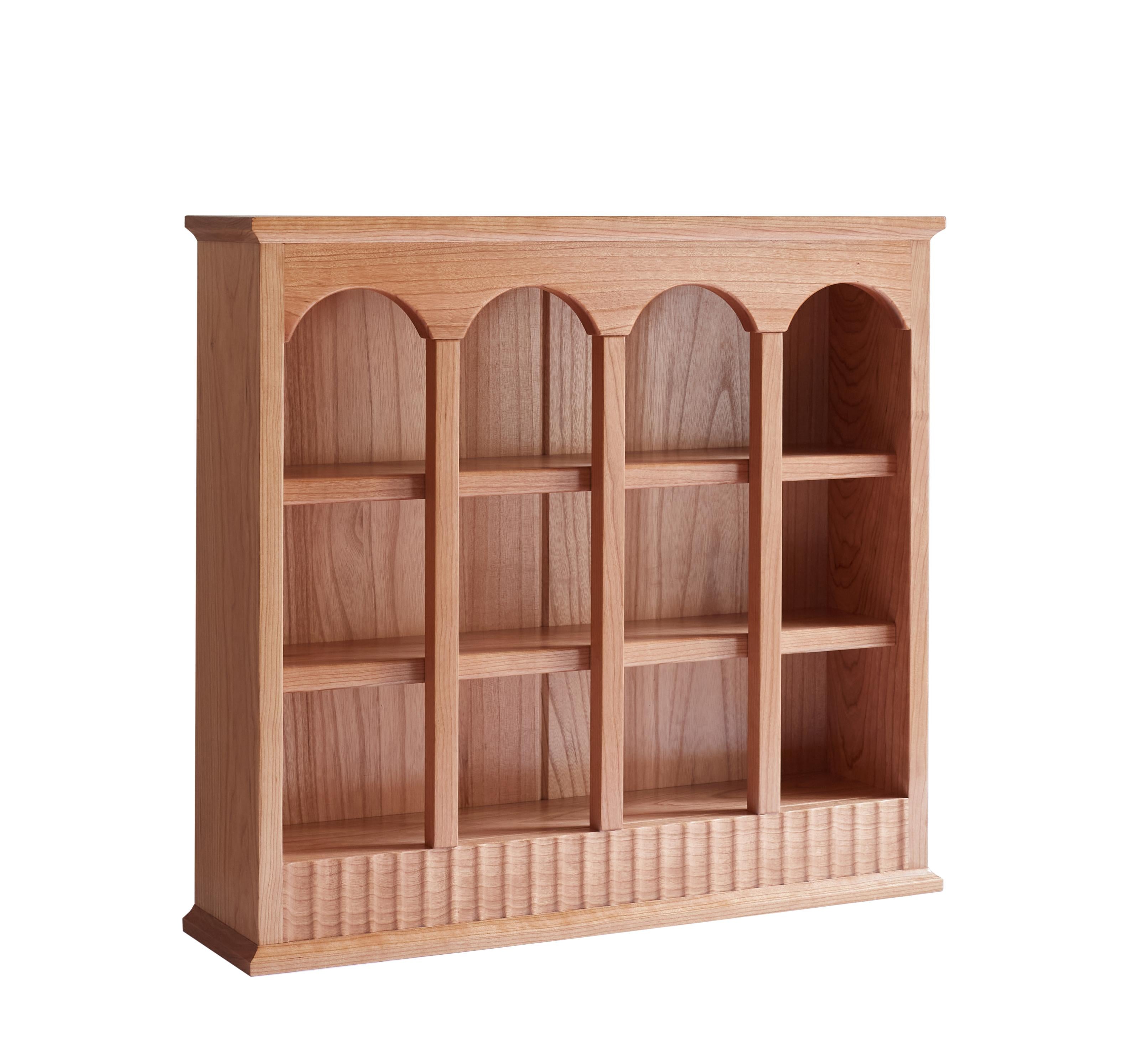 Solid Cup Storage Rack with Ample Shelving & Eco-Friendly Finish, Durable Cabinet for Dining Space, 24.5″ L x 6″ W x 22″ H, Natural Cherry