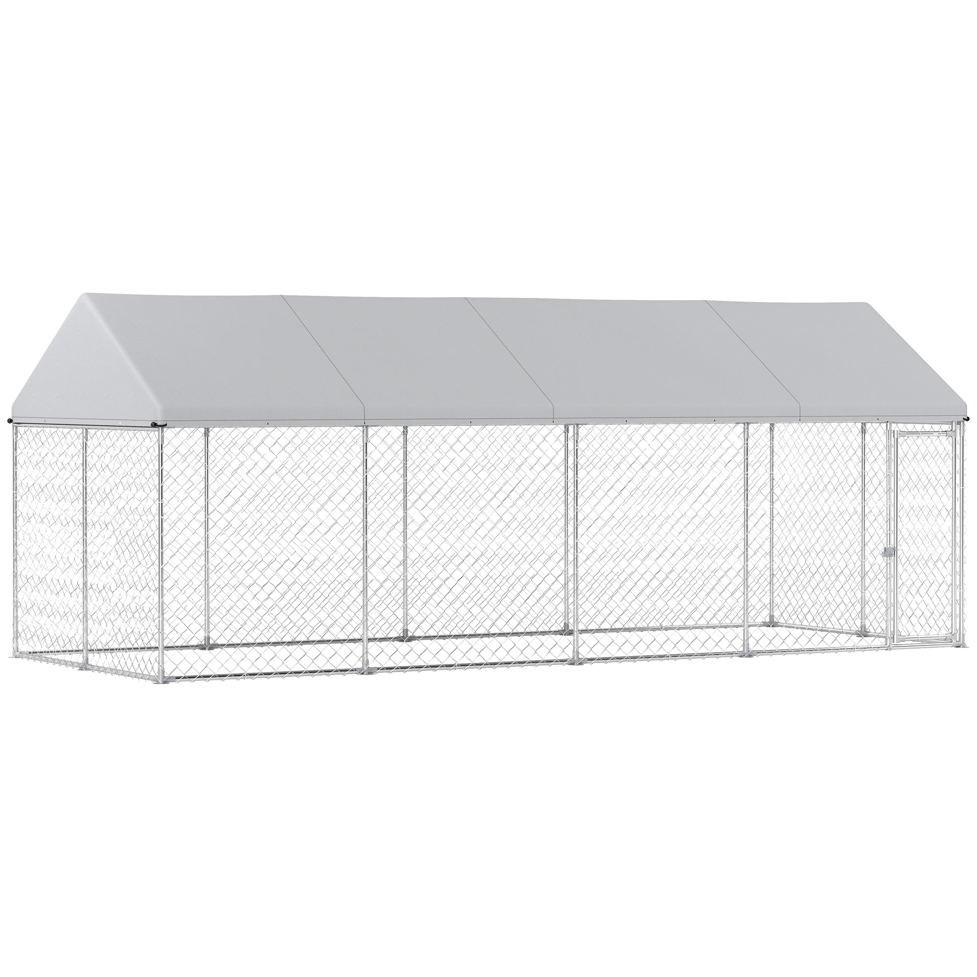 Heavy Duty Outdoor Dog Kennel with Waterproof Roof, Secure Latch, Chain Link Dog Run for Backyard, 20' x 7.5' x 8'