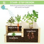 3 Tier Raised Flower Bed Outdoor Planter Box Wooden Garden Bed, Open Bottom for Plants, 42.5"x34.75"x14.25", Natural