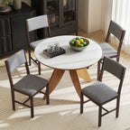 Modern Dining Chairs Set of 4, Linen Fabric Kitchen Chairs with Rubberwood Legs for Dining Room, Living Room, Gray