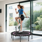 48" Rebounder Trampoline for Adults, Foldable Mini Trampoline with Adjustable Handle Bar for Indoor Outdoor, Pink