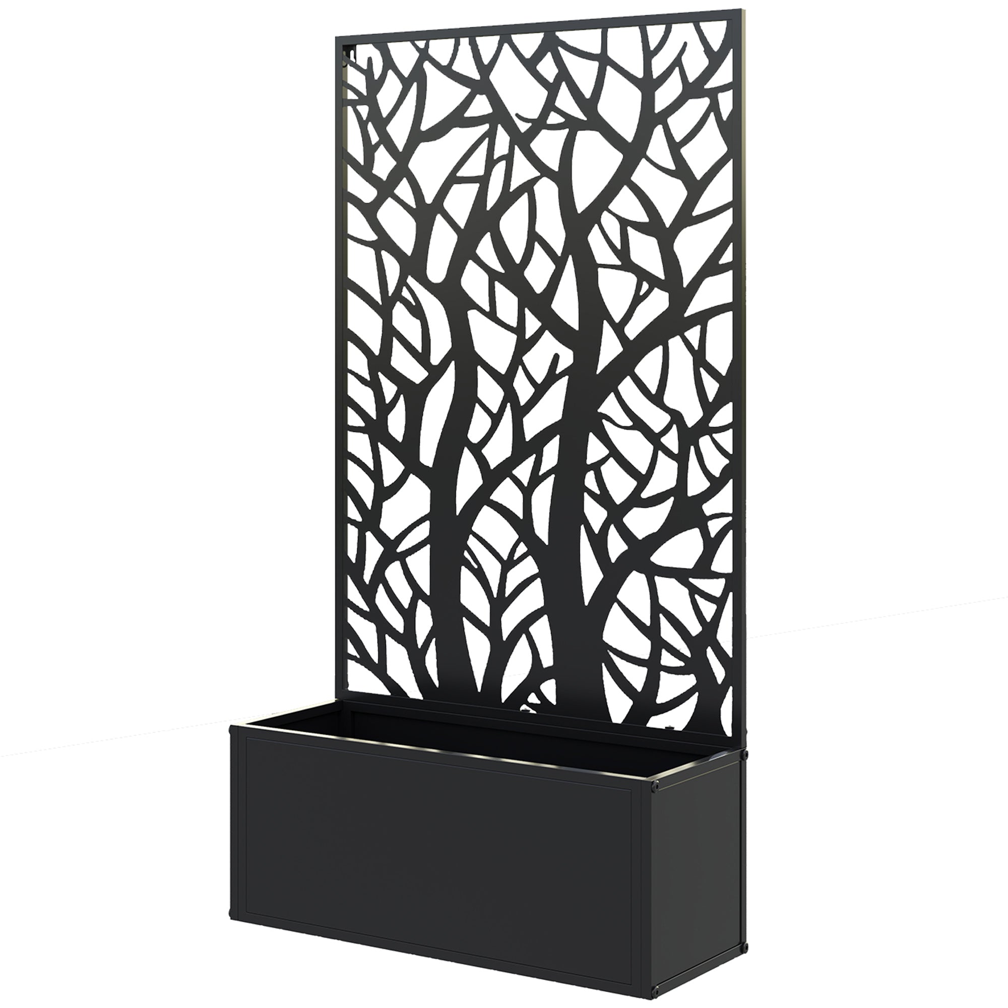 Metal Garden Bed with Trellis for Climbing Plants, Freestanding or Wall Mounted Flower Bed for Garden, Patio, Balcony
