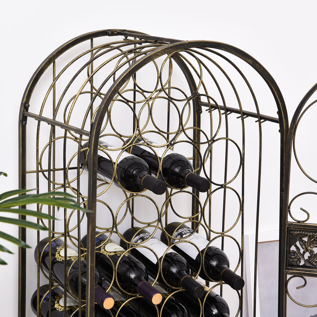 45 Bottle Wrought Iron Wine Rack Jail with Lock - Antique Bronze