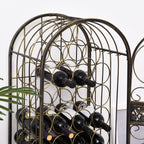 45 Bottle Wrought Iron Wine Rack Jail with Lock - Antique Bronze
