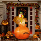 4.9ft Inflatable Thanksgiving Turkey, Blow Up LED Display for Garden Indoor Outdoor