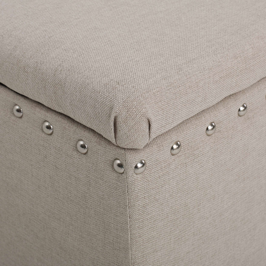 Fabric Storage Ottoman Bench with Solid Wood Construction, Versatile Seating and Storage, 42" L x 18.25" W x 18.25" H, Wheat