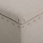 Fabric Storage Ottoman Bench with Solid Wood Construction, Versatile Seating and Storage, 42" L x 18.25" W x 18.25" H, Wheat