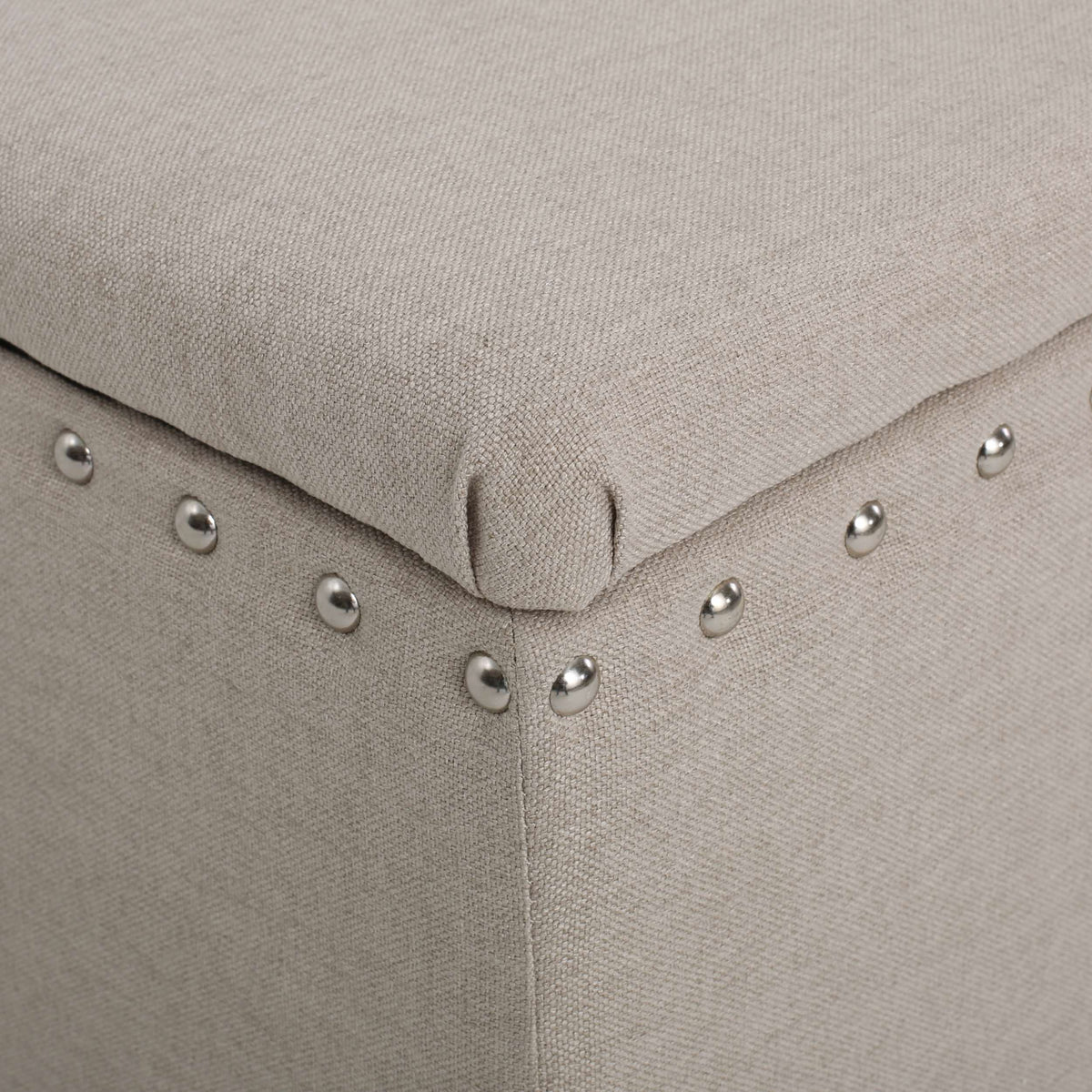 Fabric Storage Ottoman Bench with Solid Wood Construction, Versatile Seating and Storage, 42" L x 18.25" W x 18.25" H, Wheat