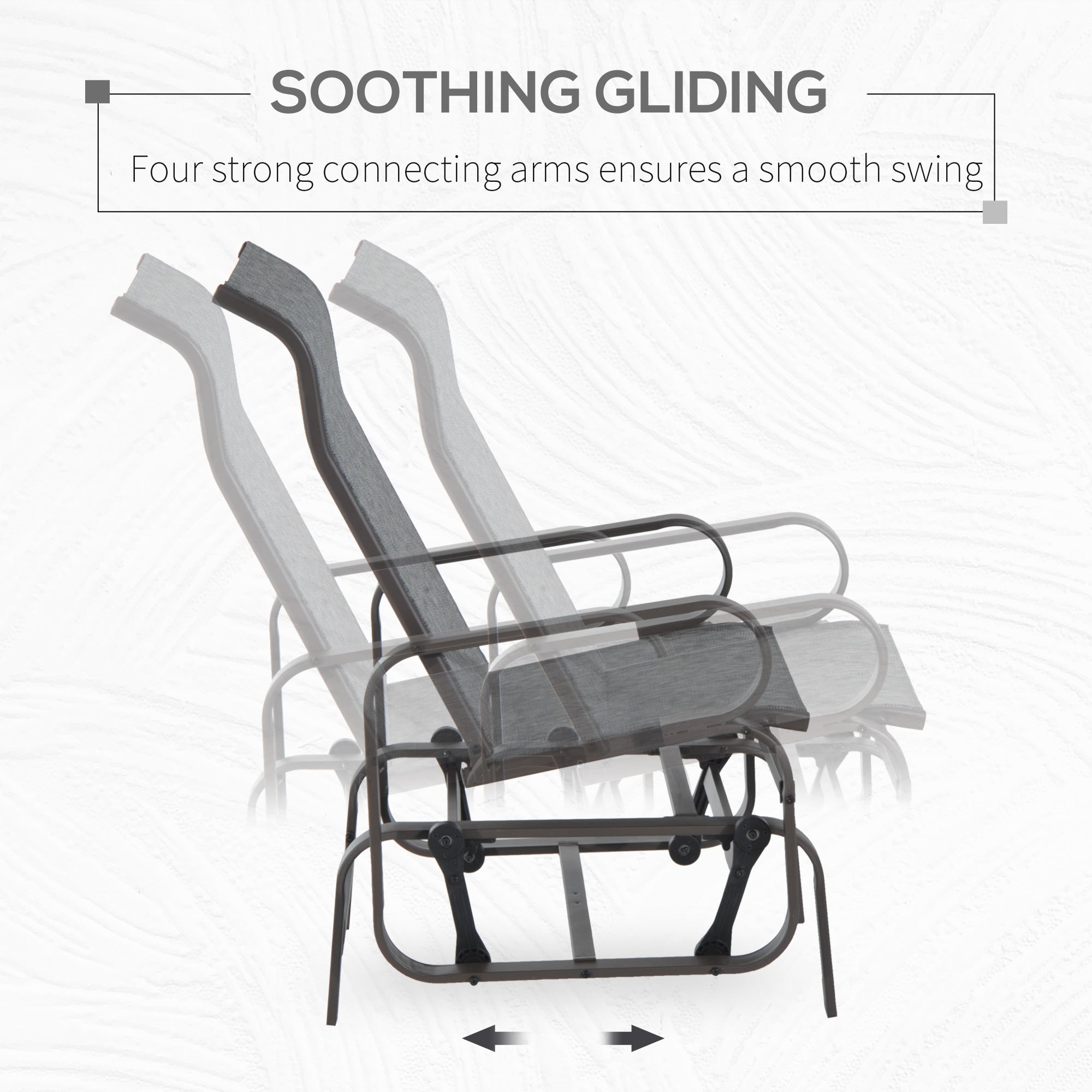 Outdoor Patio Glider Rocker, Metal High-Back Chair for Outdoor Use - Gray