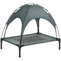 Elevated Dog Bed with Removable Canopy, Outdoor Dog Cot with UV Protection Canopy Shade, 30 inch Pet Bed for Camping, Gray