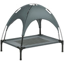 Elevated Dog Bed with Removable Canopy, Outdoor Dog Cot with UV Protection Canopy Shade, 30 inch Pet Bed for Camping, Gray
