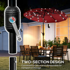 Double-sided Patio Umbrella, 9.7' Outdoor Umbrella with Tilt and Crank, LED Solar Light and 12 Ribs, Wine Red