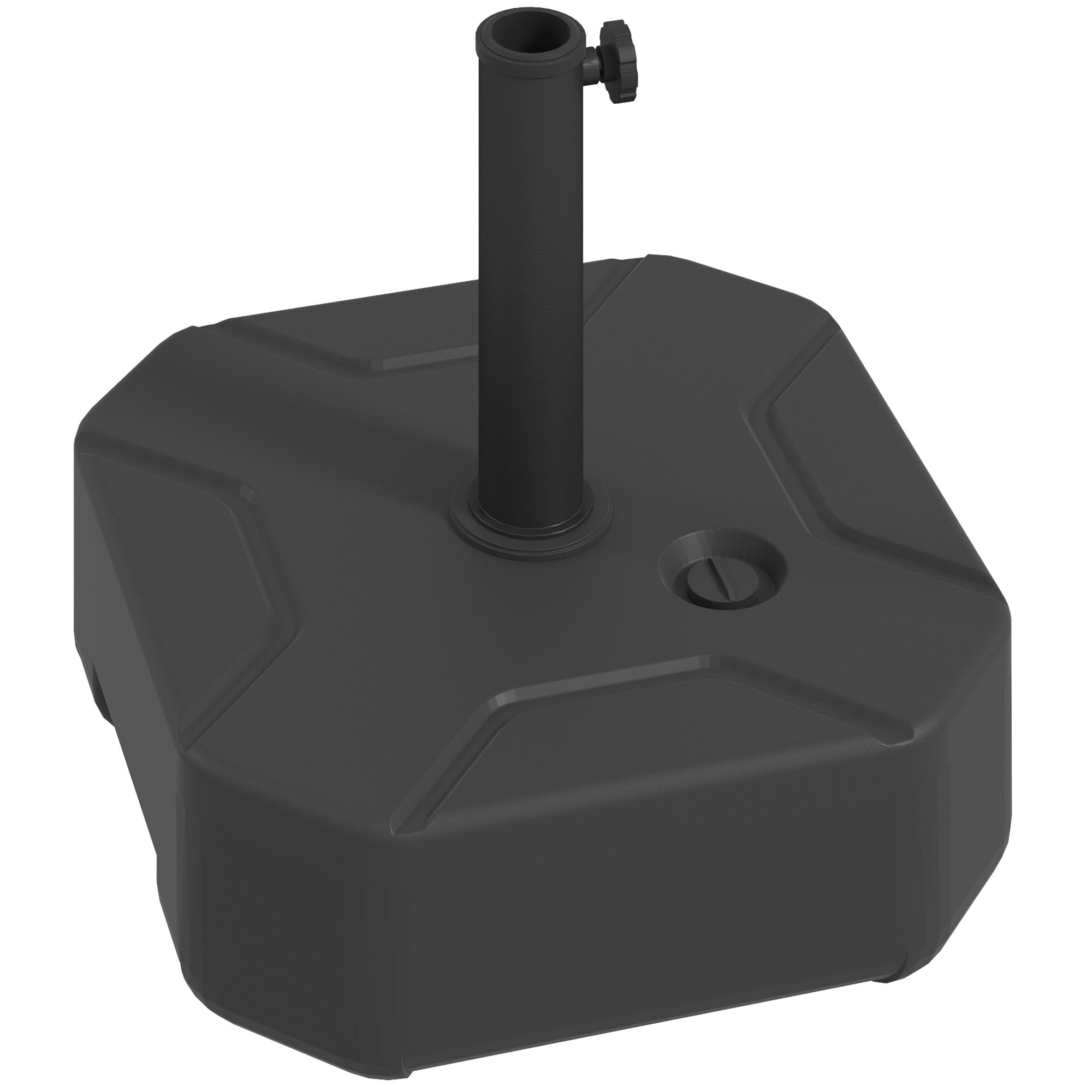 Square Patio Umbrella Base Holder, Heavy Duty Outdoor Umbrella Stand Base, Filled Up to 55lbs with Sand or 44lbs with Water for Garden, Poolside, Black