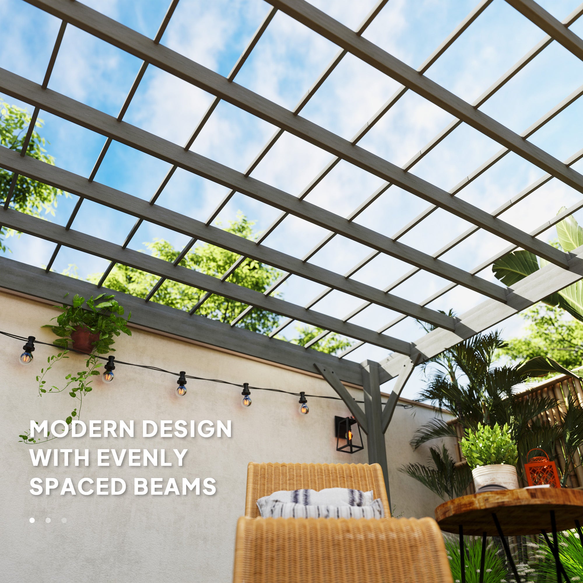 12' x 20' Outdoor Wooden Pergola, Grape Vine Gazebo with Concrete Anchors for Garden, Patio, Backyard, Deck, Gray
