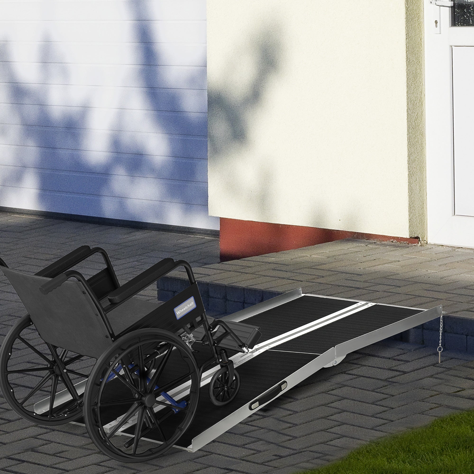 6' Skidproof Portable Wheelchair Ramp for Home, Steps, Doorways, Carpeted Foldable Handicap Ramp, Threshold Ramp