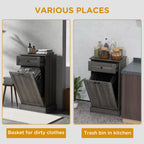 Kitchen Tilt Out Trash Bin Cabinet Free Standing Storage Cabinet with Drawer, Charcoal Gray