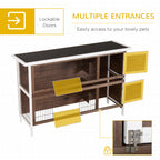 Wooden Rabbit Hutch w/ Dividers Asphalt Roof for Small Animals & Outdoors, Brown
