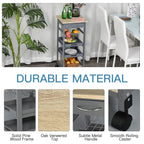 Mobile Kitchen Cart, Rolling Kitchen Island with Storage, Utility Cart with Wire Fruit Baskets, Trays and Drawer, Gray