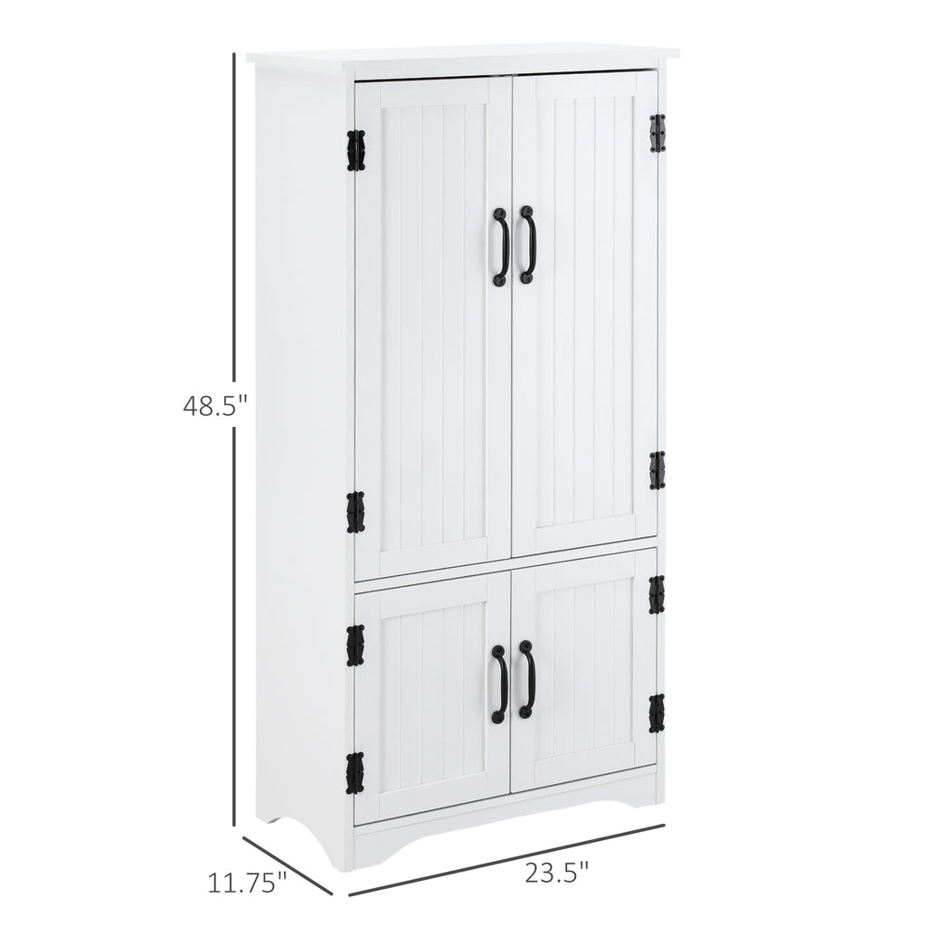 Accent Floor Storage Cabinet Kitchen Pantry with Adjustable Shelves and 2 Lower Doors, White