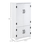 Accent Floor Storage Cabinet Kitchen Pantry with Adjustable Shelves and 2 Lower Doors, White