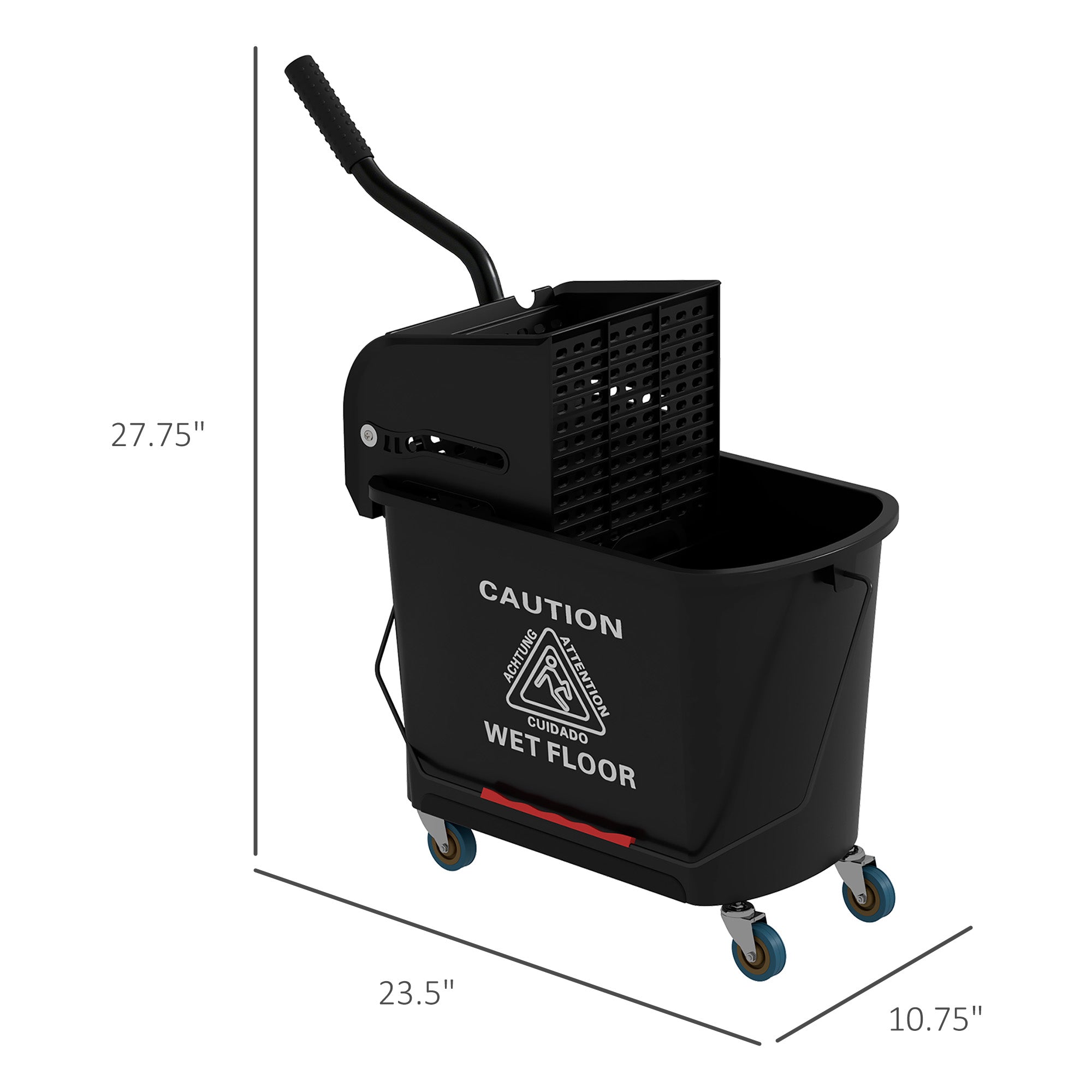 Compact Mop Bucket with Wringer, Mop Bucket on Wheels, 21 Quart, Separate Dirty and Clean Water, Black