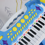 31-Key Kids Toy Keyboard Piano, Electronic Musical Instrument with Multiple Sounds, Stool, Microphone and Bright Flashing Lights, Blue