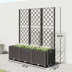 3PCS Plastic Planter Box with Trellis, Self-Watering Raised Garden Bed with Trellis and Automatic Watering Timer Kit
