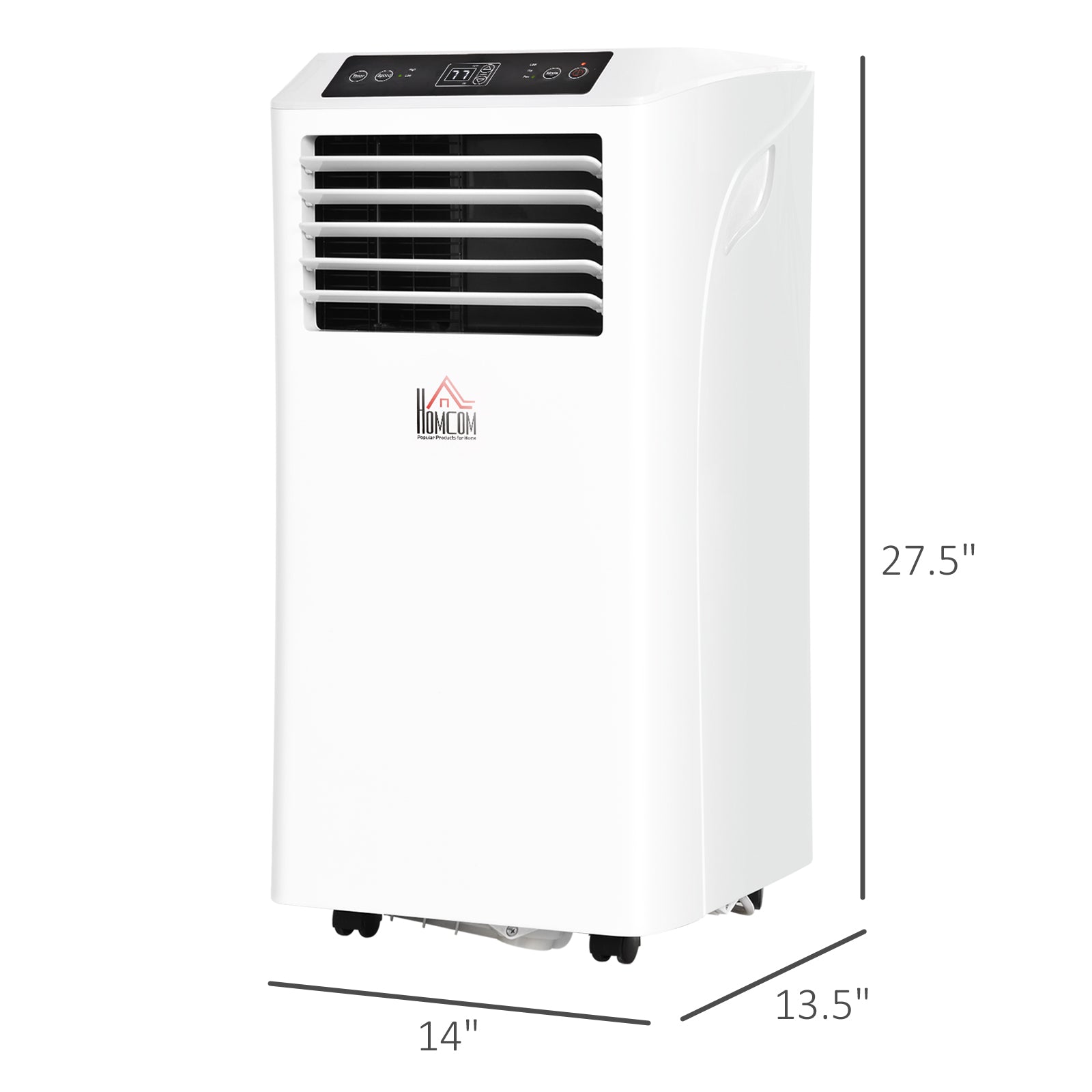 8000BTU Mobile Portable Air Conditioner with Cooling, Dehumidifier, and Ventilating with Remote Control, 2 Speed Fans, 24-Hour Timer for Bedroom, Living Room, Home Office, White