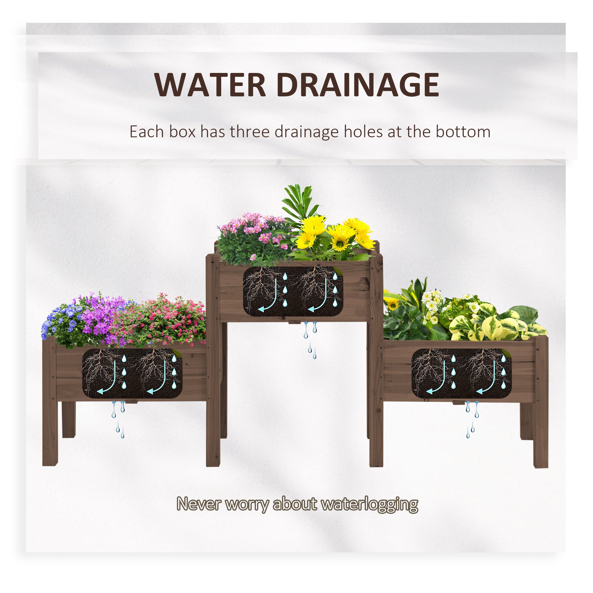 3 Tier Raised Garden Bed Freestanding Planter Box for Vegetables, Herb, Flowers