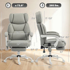 High Back Vibration Massage Office Chair Heated Reclining Computer Chair w/ Footrest, Swivel Wheels, Remote, Light Gray