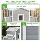 66.5" Large Chicken Coop, Wooden Chicken House with 2 Nesting Boxes, Sliding Tray & Ramp, for Backyard Farm