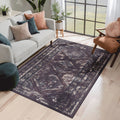 3x5 Washable Low-Pile Non-Slip Non-Shedding Area Rug, Kid and Pet Friendly, Foldable for Living Room, Bedroom, Dining Room, Black+Burgundy
