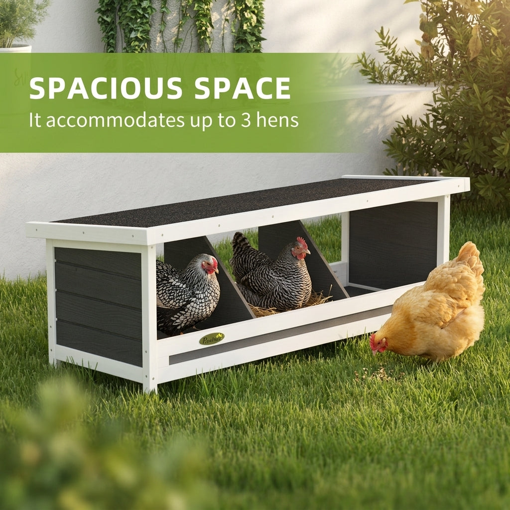 Wood Nesting Boxes Chicken Coop Accessories for Up to 3 Chickens, with Asphalt Roof, Gray