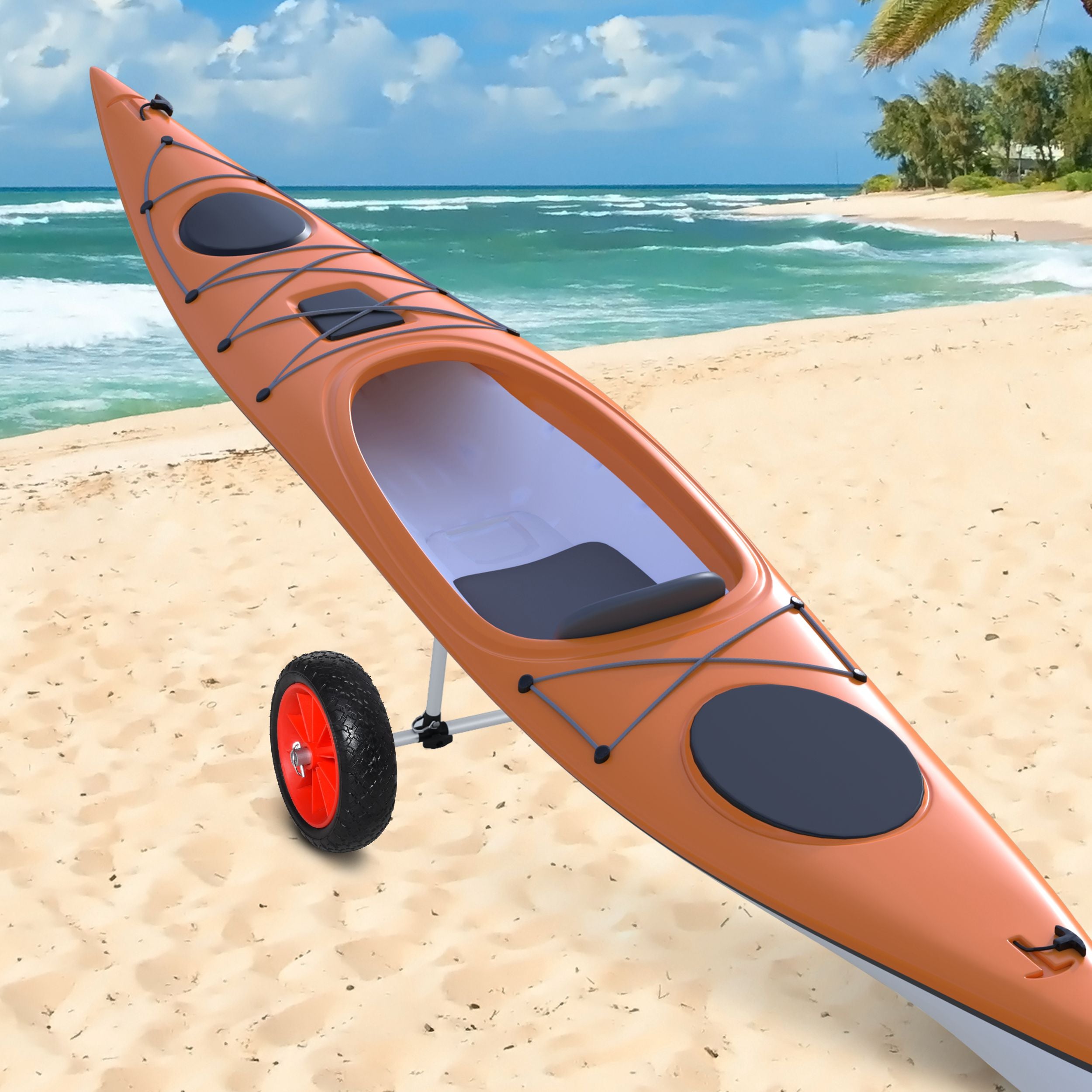 Kayak Cart, Trolley Trailer Kayak Wheels with Strong Aluminum Frame, Adjustable Width Crossbar, & Large Tires