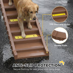 Dog Stairs for Car Truck SUV, Foldable Dog Ramp for Large Medium Small Dogs, Brown