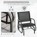 2-Piece Outdoor Glider Swing, Rocking Chair Set with Breathable Mesh Fabric, Sturdy Durable Frame, Curved Armrests, Supports Up to 264 lbs., for Backyard, Garden, Porch, Black