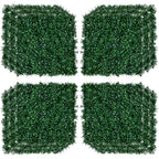 12 PCS Artificial Boxwood Panels Topiary Wall Greenery Backdrop, Privacy Hedge Screen 4 Layer Roll, Dark Green