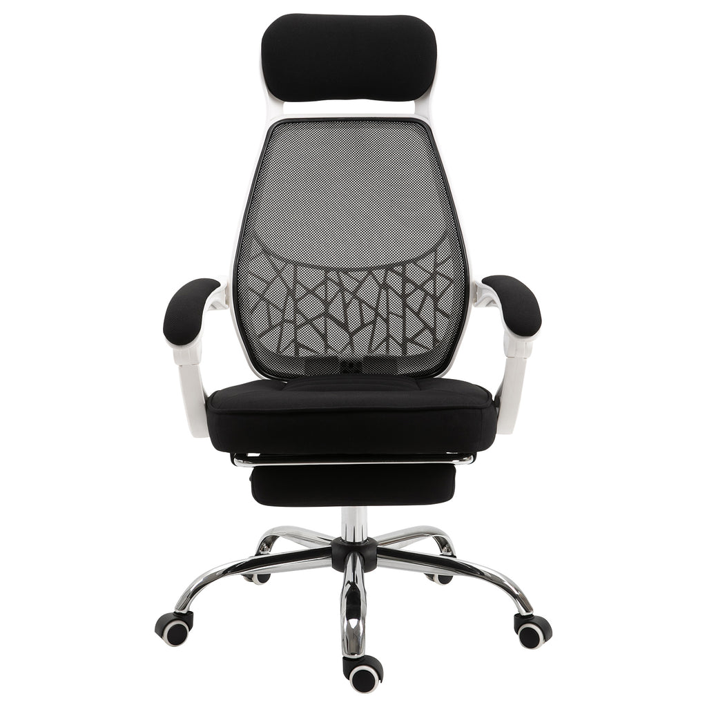 Ergonomic High Back Mesh Office Chair Swivel Reclining Computer Desk Chair with Retractable Footrest, Headrest, Padded Armrest