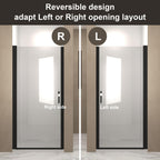 28" Pivot Shower Door with Safety Film and Raised Water-Blocking Strip, Tempered Glass with Stainless Steel Handle, 28" L x 0.5" W x 72" H, Matte Black