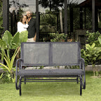 2-Person Outdoor Glider Bench Patio Double Swing Rocking Chair Loveseat w/Power Coated Steel Frame for Backyard Garden Porch, Grey