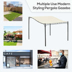 10' x 10' Steel Outdoor Pergola Gazebo, Patio Canopy with Weather-Resistant Fabric and Drainage Holes for Backyard, Deck, Garden, Cream White
