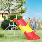 6ft Slide for Kids, Metal Freestanding Playground Equipment with Climbing Ladder, for Backyard, Outdoor, Indoor, Red