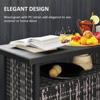 Outdoor Pool Towel Storage Cabinet Organizer, Outdoor Bar Table with Shelf and Cabinet, Pool Towel Holder Pool Valet with Weather-Resistant PE Rattan and Steel Frame, Mixed-Gray