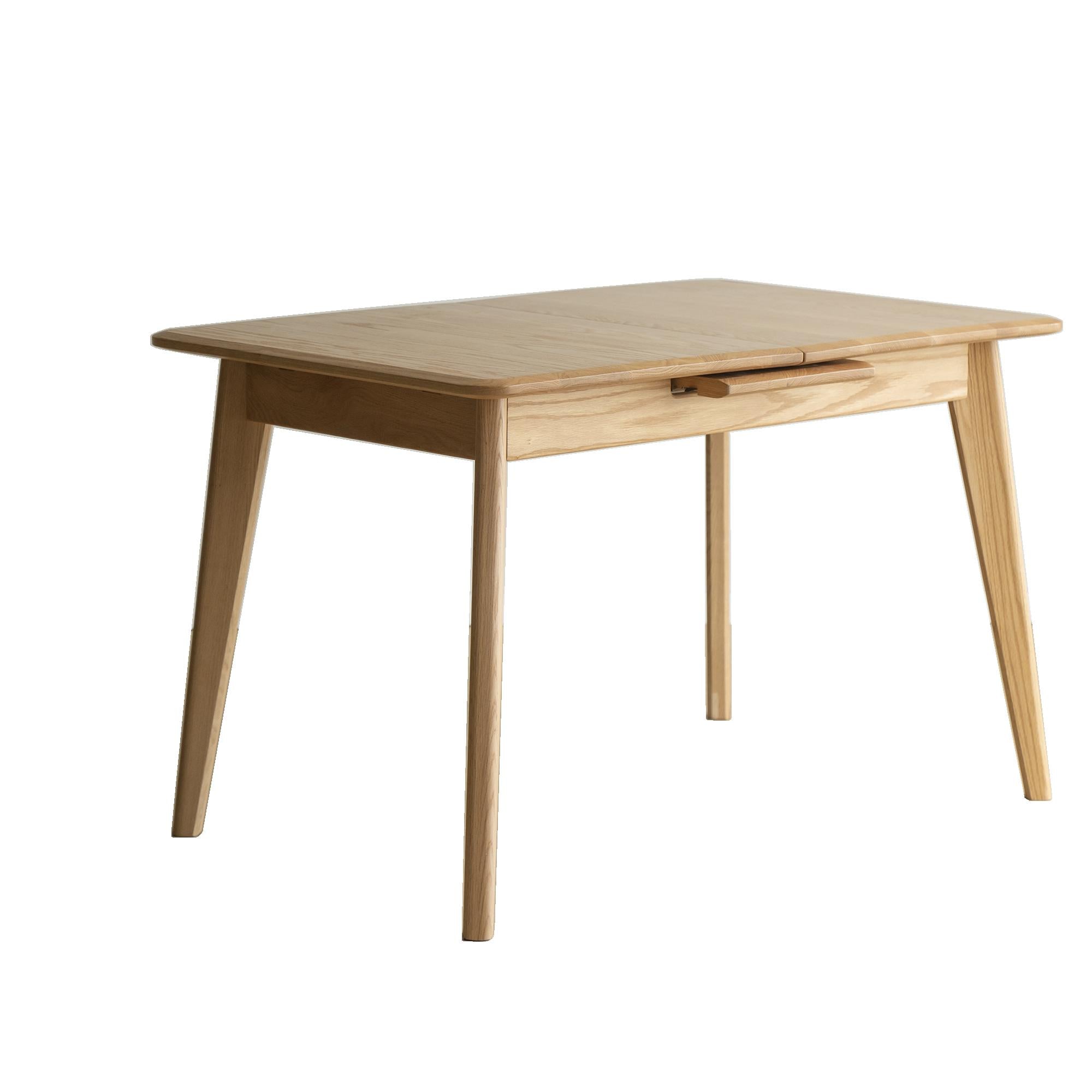 Extendable Dining Table with Diagonal Legs & Rounded Corners, Versatile Kitchen Table for 6-8 People, 59″ L x 31.5″ W x 29.5″ H, Light Oak
