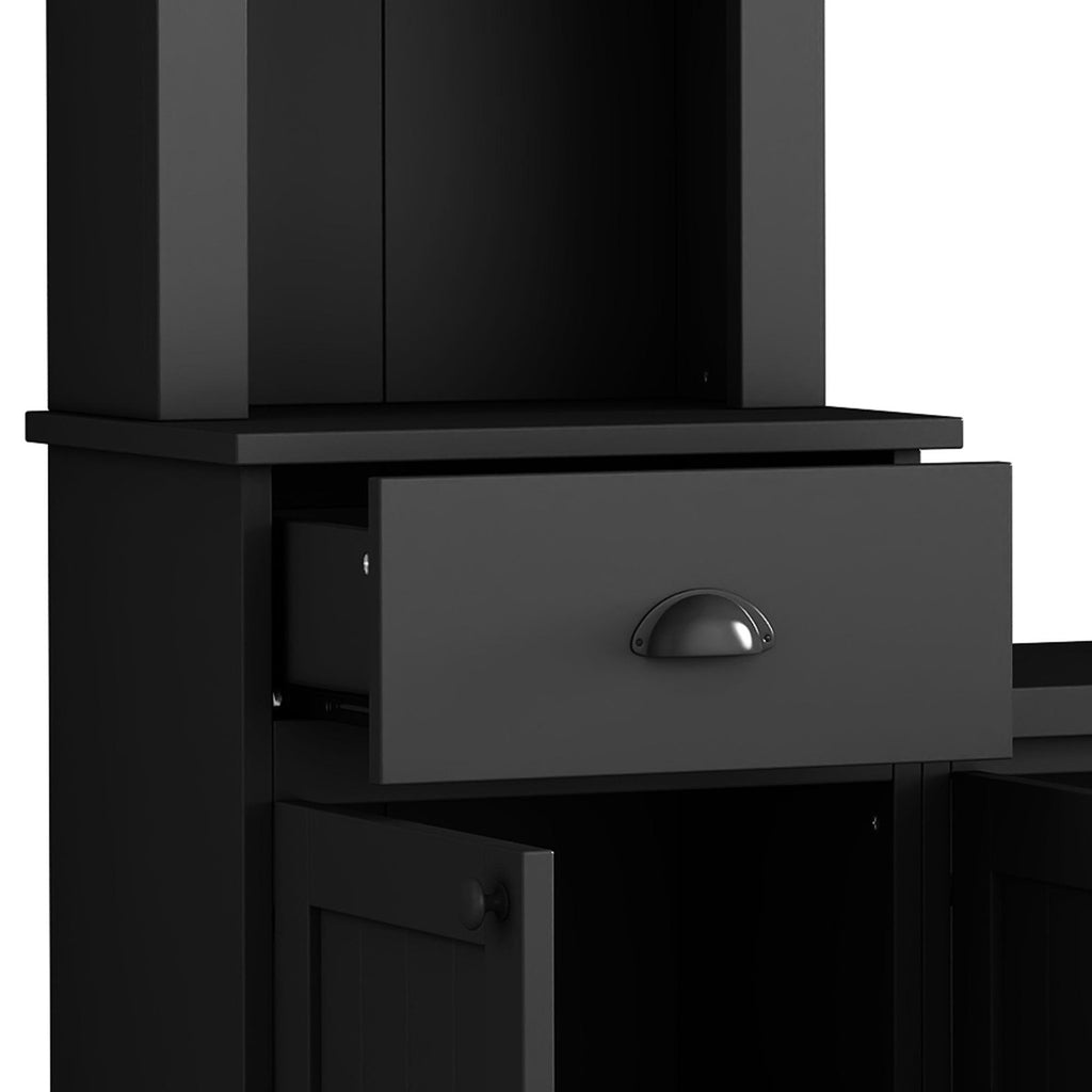 Minimalist Storage TV Stand for TVs Up to 75" with Adjustable Shelves, Entertainment Wall Unit Set for Living Room, 103" L x 15" W x 77" H, Black