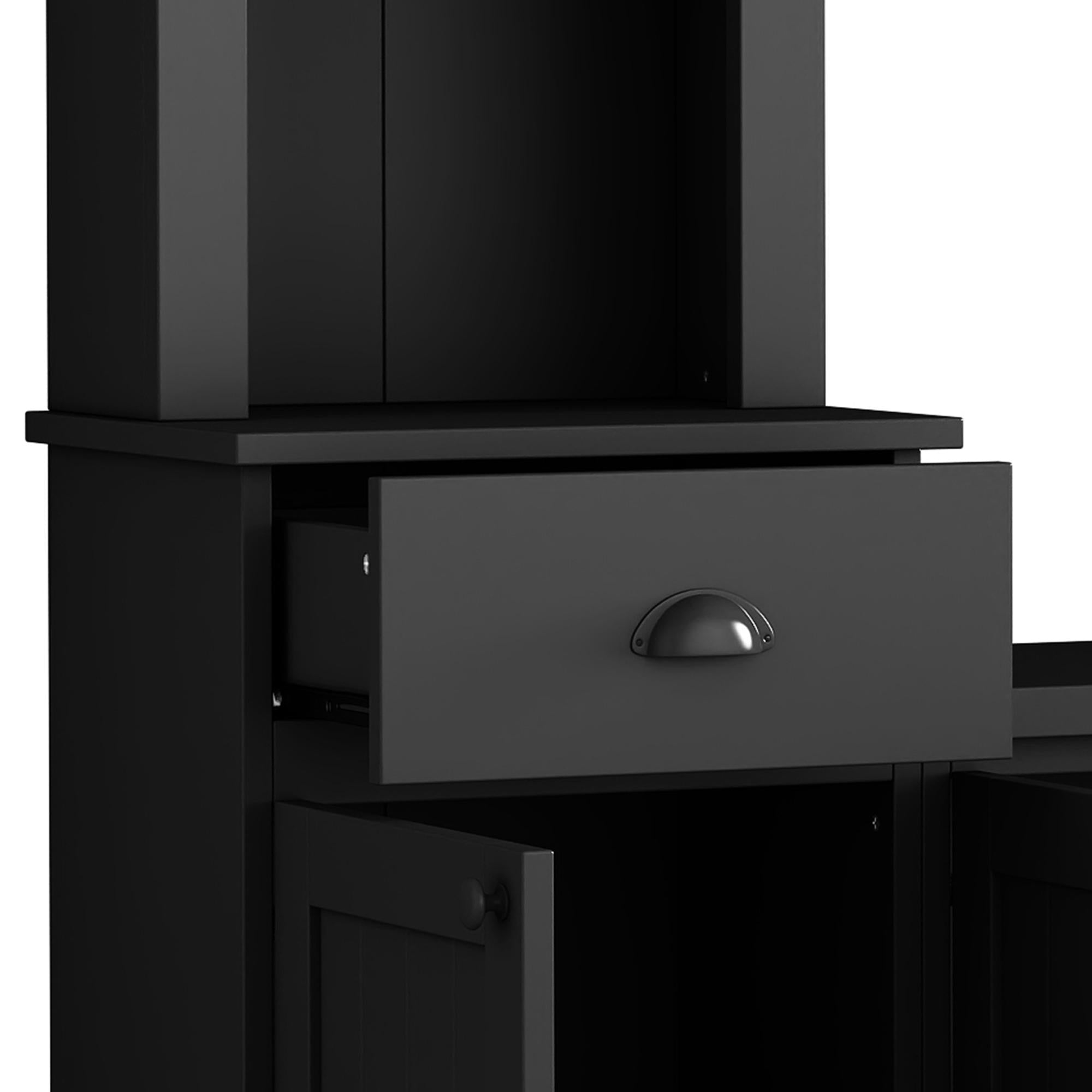 Minimalist Storage TV Stand for TVs Up to 75" with Adjustable Shelves, Entertainment Wall Unit Set for Living Room, 103" L x 15" W x 77" H, Black