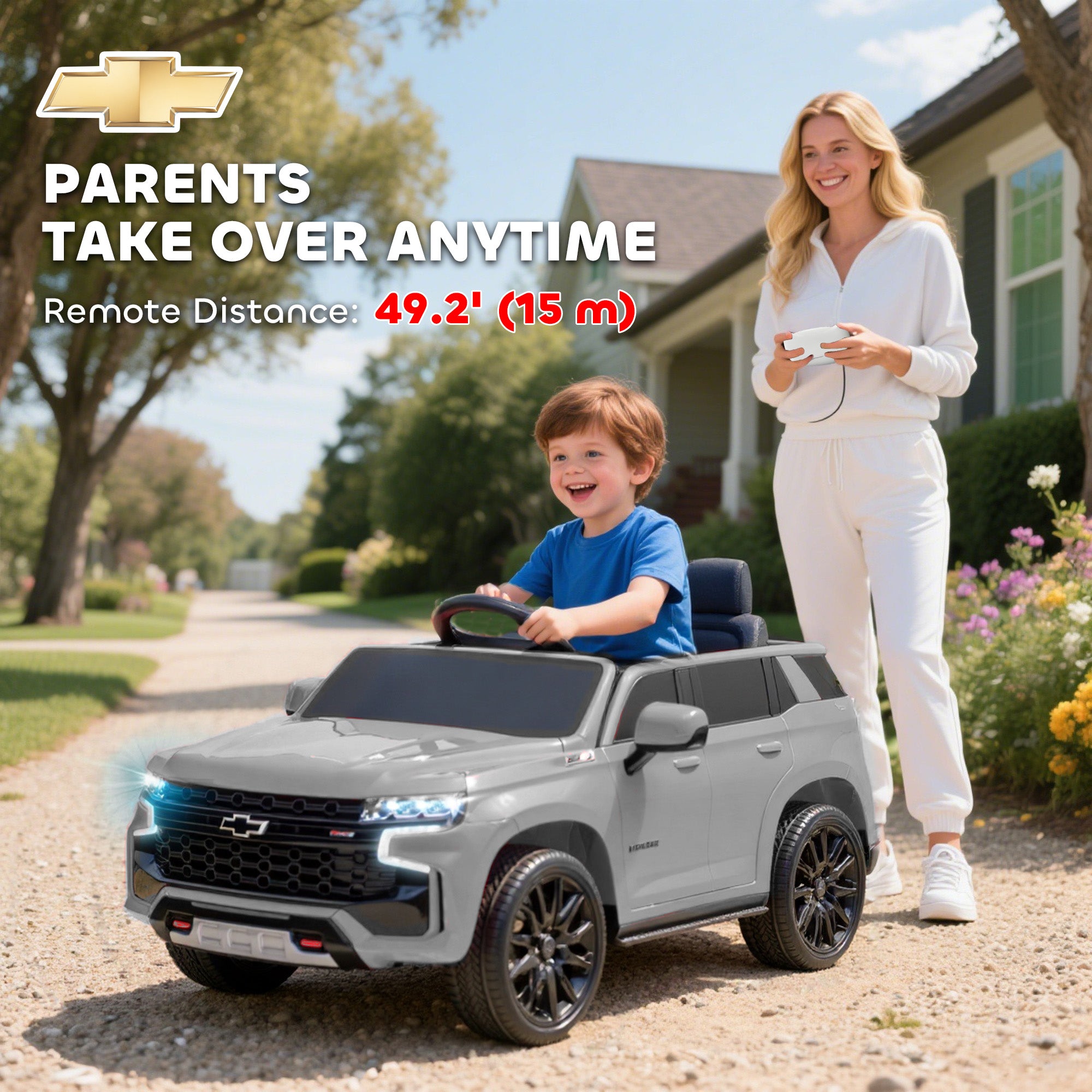 Electric Ride on Car 12V Kids Ride-on Toy, Gray